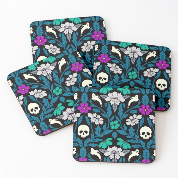 Item preview, Halloween ghost damask in blue designed and sold by Jennifer Ladd.