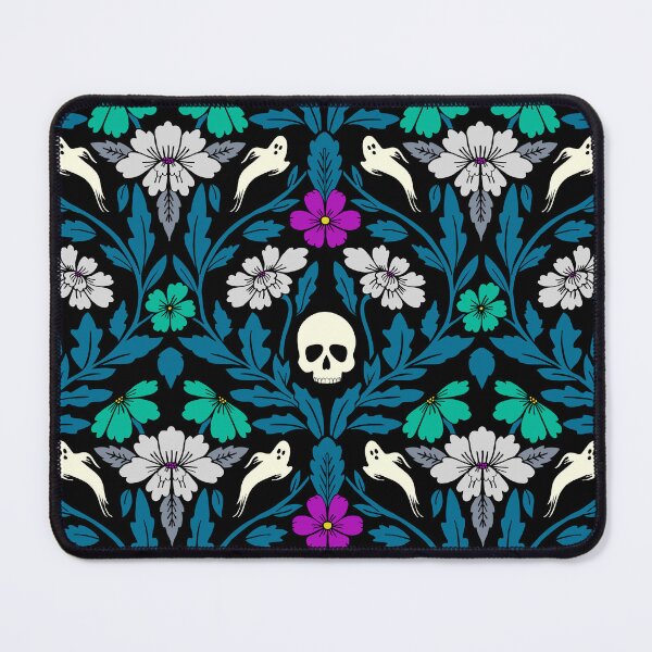 Item preview, Halloween ghost damask in blue designed and sold by Jennifer Ladd.