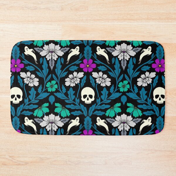 Item preview, Halloween ghost damask in blue designed and sold by Jennifer Ladd.