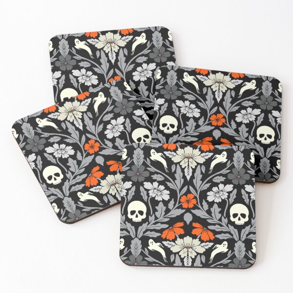 Item preview, Halloween ghost damask in orange designed and sold by Jennifer Ladd.