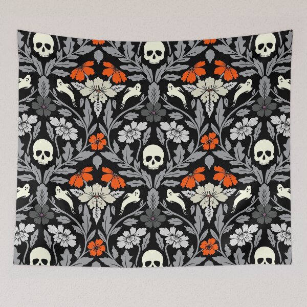 Item preview, Halloween ghost damask in orange designed and sold by Jennifer Ladd.