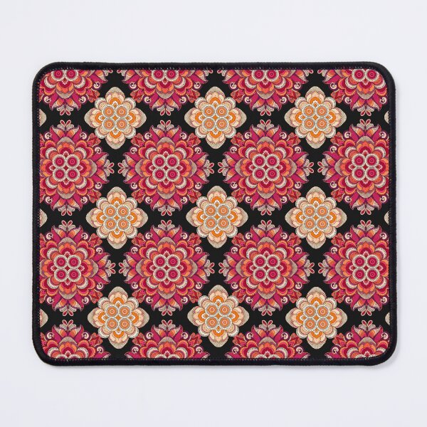 Item preview, Boho Floral Mandala Pattern – Burgundy Pink & Orange Ornamental Flower Design designed and sold by Mousy17.