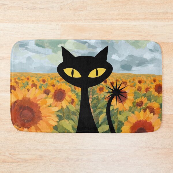 Item preview, Spooky-Cool Cat in sunflowers designed and sold by 247DesignStudio.