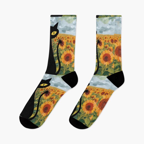 Item preview, Spooky-Cool Cat in sunflowers designed and sold by 247DesignStudio.