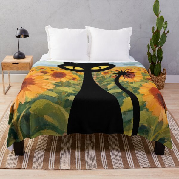 Item preview, Spooky-Cool Cat in sunflowers designed and sold by 247DesignStudio.