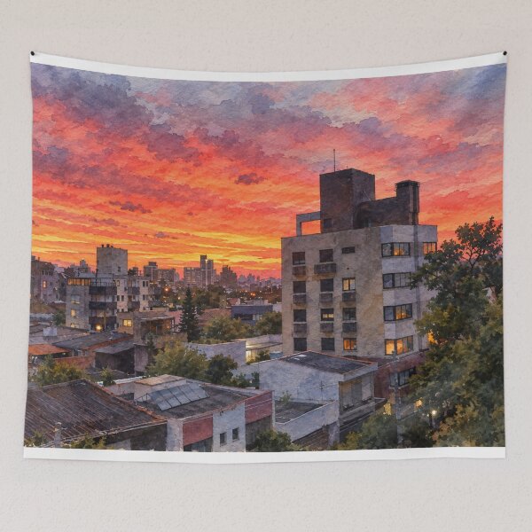 Item preview, Sunset in town designed and sold by Carol-arts-.