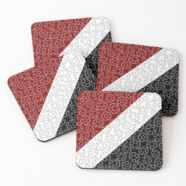 Item preview, Line art soccer balls on angled color blocks - maroon & black  designed and sold by katzdzynes.