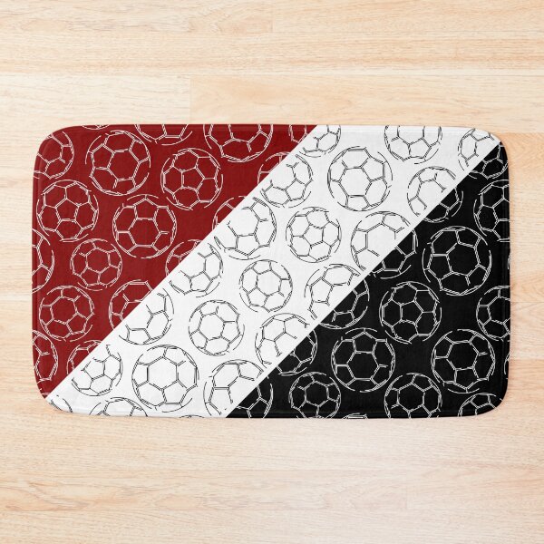 Item preview, Line art soccer balls on angled color blocks - maroon & black  designed and sold by katzdzynes.