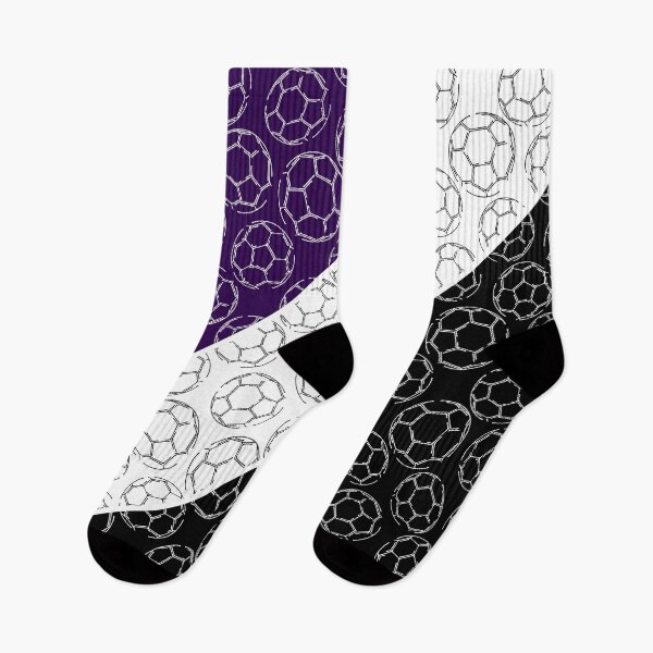 Item preview, Line art soccer balls on angled color blocks - purple & black  designed and sold by katzdzynes.