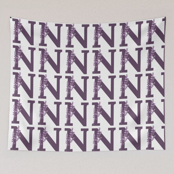 Item preview, Purple Letter N With Lavender Flowers designed and sold by ITCHAWAWAA.