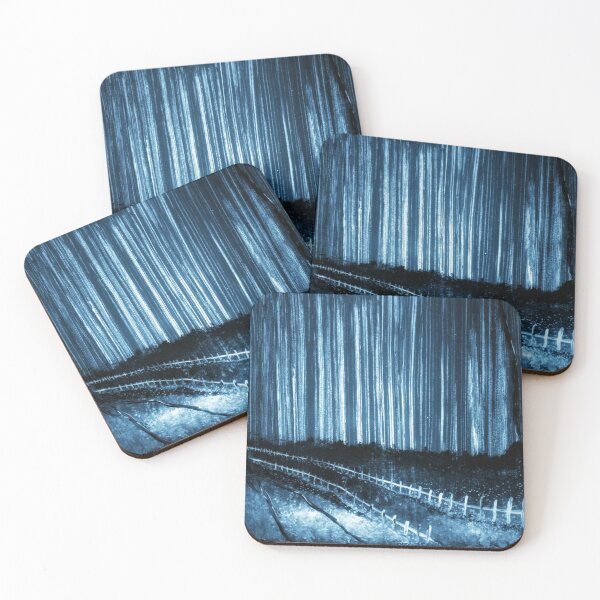 Item preview, Cyanotype Style Fence Country Road Star Trails designed and sold by MarizsaMoluk.