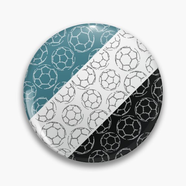 Item preview, Line art soccer balls on angled color blocks - teal & black  designed and sold by katzdzynes.