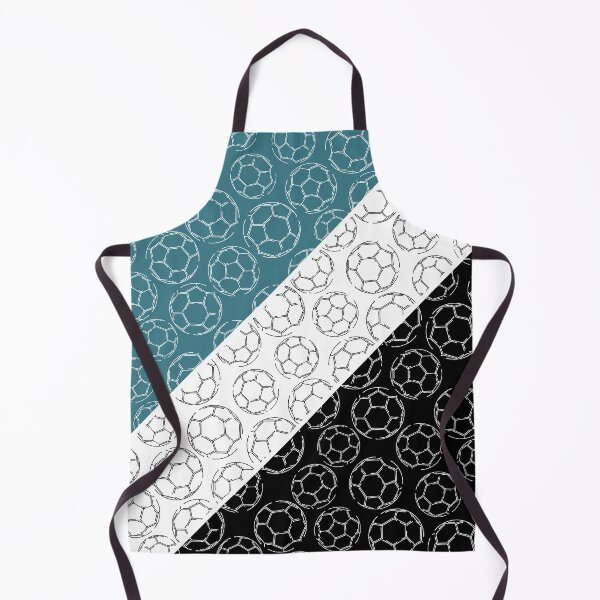 Item preview, Line art soccer balls on angled color blocks - teal & black designed and sold by katzdzynes.