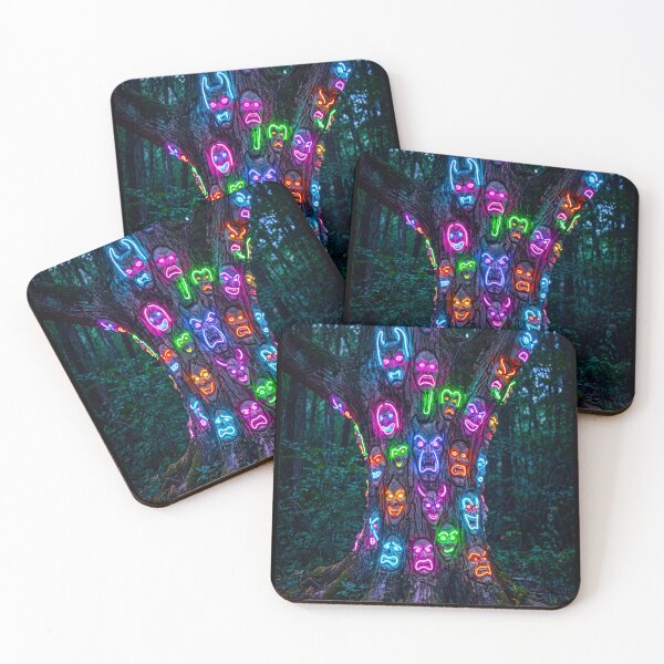 Item preview, NEON MASKS IN THE TREE designed and sold by NOIMION DIGITAL ART.
