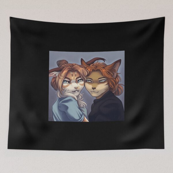 Item preview, Feline Couple Portrait Art designed and sold by Fibi-studio.