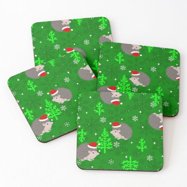 Item preview, christmas tree santa hedgehog snowflake green designed and sold by Gossip Rag.