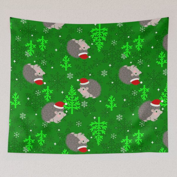 Item preview, christmas tree santa hedgehog snowflake green designed and sold by Gossip Rag.