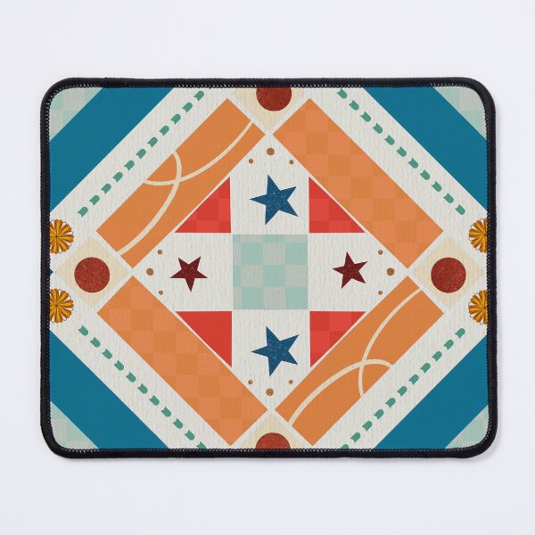 Item preview, Folk Art Quilt Star Medallion Orange and Teal designed and sold by AKateWillett.