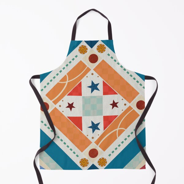 Item preview, Folk Art Quilt Star Medallion Orange and Teal designed and sold by AKateWillett.