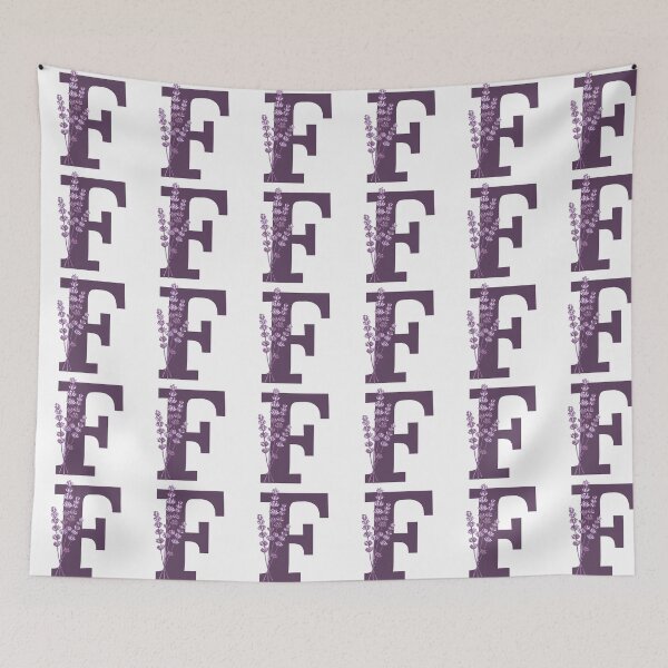 Item preview, Purple Letter F With Lavender Flowers designed and sold by ITCHAWAWAA.