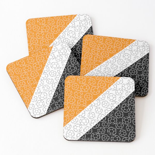 Item preview, Line art soccer balls on angled color blocks - orange & black  designed and sold by katzdzynes.
