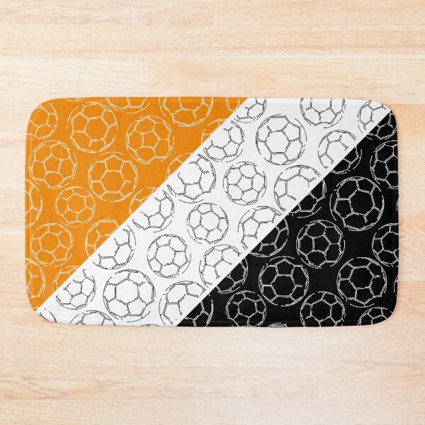Item preview, Line art soccer balls on angled color blocks - orange & black  designed and sold by katzdzynes.