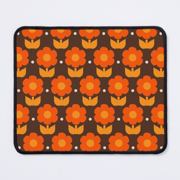 Item preview, Retro Floral Jonnty Flowers and Dots Pattern in 70s Orange and Brown designed and sold by kierkegaard.