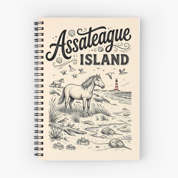 Item preview, Assateague Island Vintage Wild Horses Travel Poster designed and sold by Wild Places Paper Co..