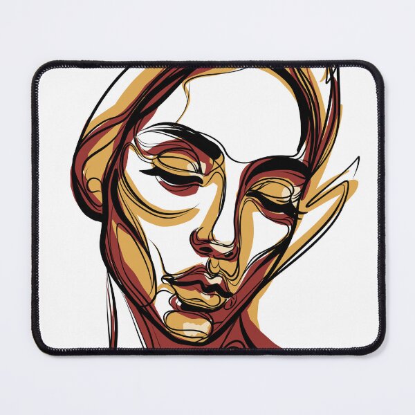Item preview, Colorful Abstract Woman Portrait – Bold Black, Gold & Red Modern Line Art designed and sold by CinthyaNovae.