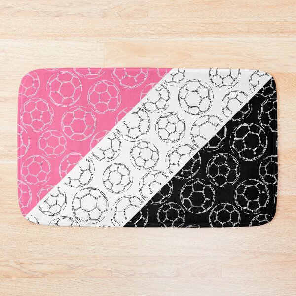 Item preview, Line art soccer balls on angled color blocks - pink & black  designed and sold by katzdzynes.