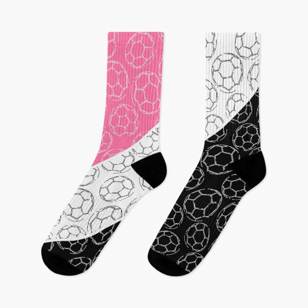 Item preview, Line art soccer balls on angled color blocks - pink & black  designed and sold by katzdzynes.