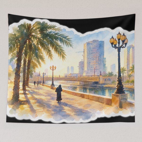 Item preview, Tropical Coastal City Watercolor Art designed and sold by SlavaArt.