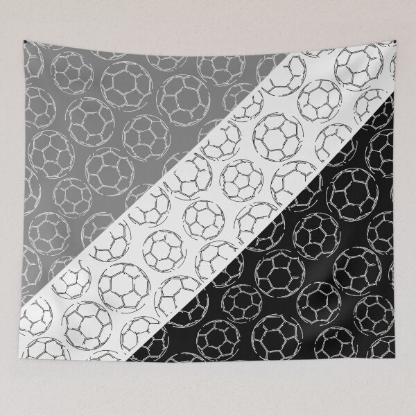 Item preview, Line art soccer balls on angled color blocks - gray & black designed and sold by katzdzynes.
