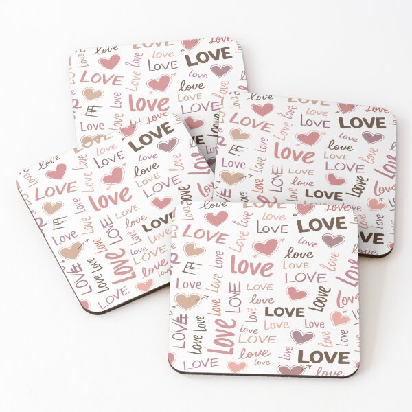 Item preview, Love Typography Pattern - Romantic Script and Pastel Hearts designed and sold by CozyPaletteShop.