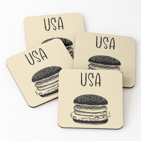 Item preview, USA Burger Print – Go Big Or Go Home, Funny Travel Pun Design designed and sold by MarkedArtPrints.