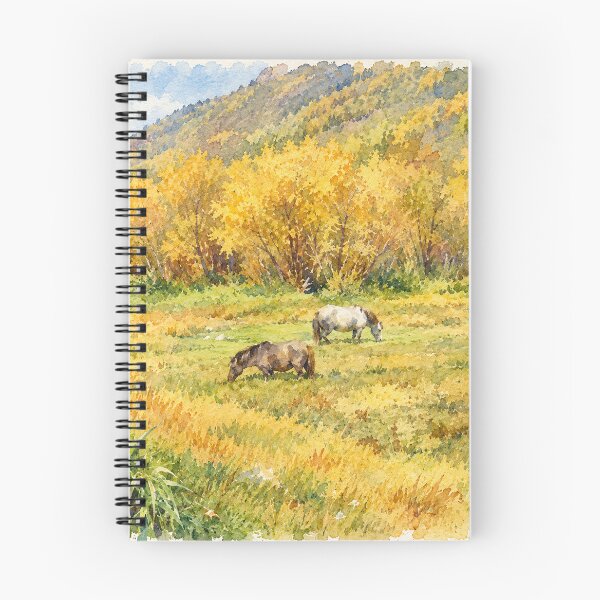 Item preview, Watercolor Autumn Meadow with Horses designed and sold by SlavaArt.