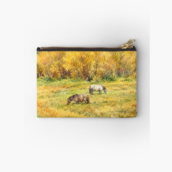 Item preview, Watercolor Autumn Meadow with Horses designed and sold by SlavaArt.