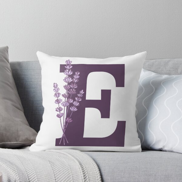 Item preview, Purple Letter E With Lavender Flowers designed and sold by ITCHAWAWAA.
