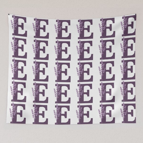 Item preview, Purple Letter E With Lavender Flowers designed and sold by ITCHAWAWAA.
