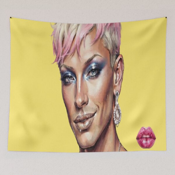 Item preview, Avant-Garde Glamour Portrait Pink Hair Blue Eyes designed and sold by AfresStudio.