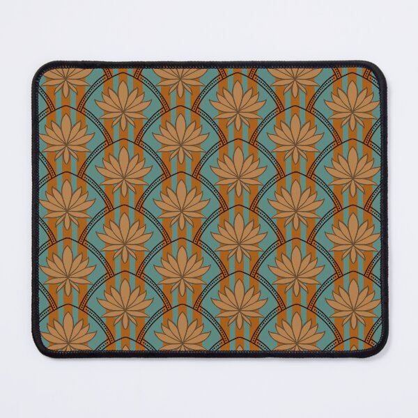 Item preview, Vintage Art Deco Floral Arch Pattern – Teal & Rust Botanical Design designed and sold by Rukhscreations.