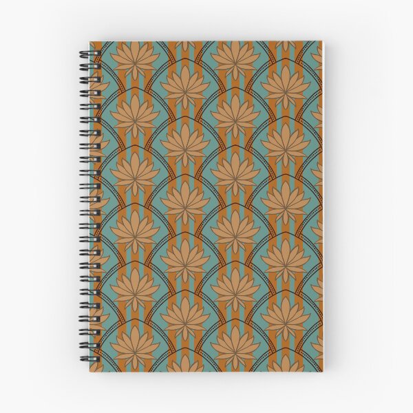 Item preview, Vintage Art Deco Floral Arch Pattern – Teal & Rust Botanical Design designed and sold by Rukhscreations.