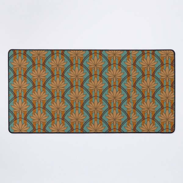 Item preview, Vintage Art Deco Floral Arch Pattern – Teal & Rust Botanical Design designed and sold by Rukhscreations.