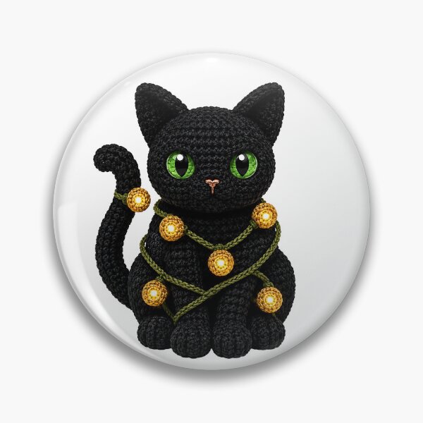 Item preview, Crochet Black Cat with Christmas Lights – Cute Amigurumi Holiday Cat designed and sold by Digital Culture Studio.