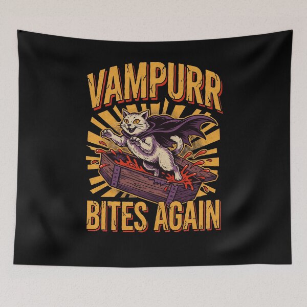 Item preview, Vampurr Bites Again Funny Cat designed and sold by Mateusz Majcherek.