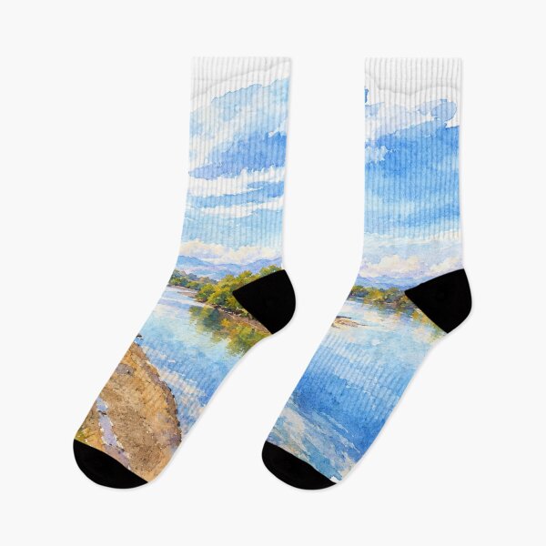 Item preview, Watercolor River Valley and Mountains designed and sold by SlavaArt.
