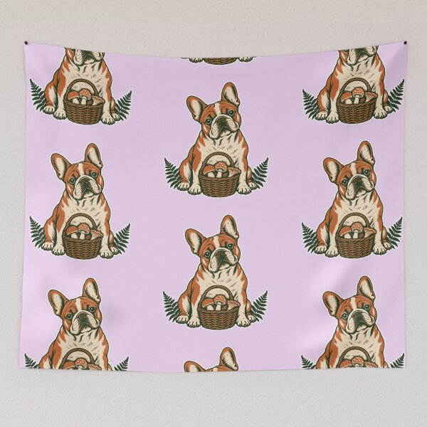 Item preview, French Bulldog Mushroom Forager – Vintage Cottagecore Dog Art designed and sold by Jaani-T.