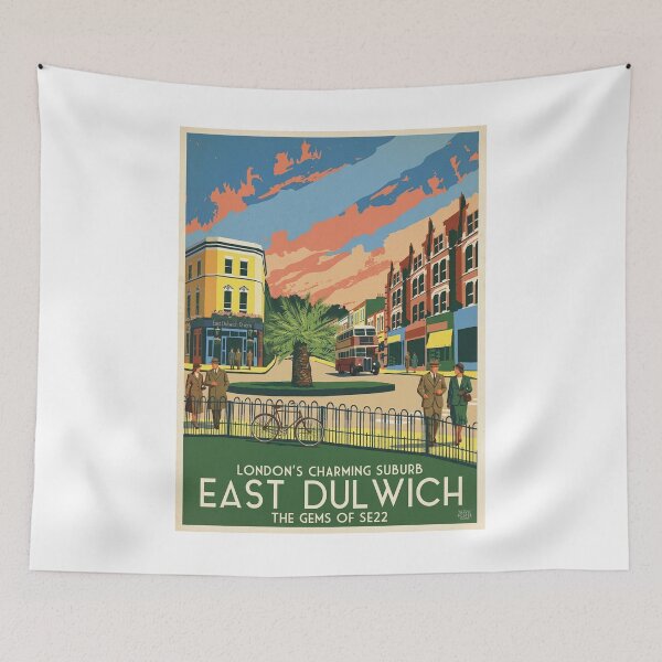 Item preview, East Dulwich London Original Custom Vintage Poster Wall Art Design Pillow Gift designed and sold by Cool Robot Bro..