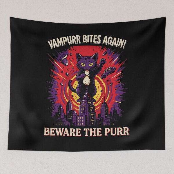 Item preview, Vampurr Bites Again Funny Cat designed and sold by Mateusz Majcherek.