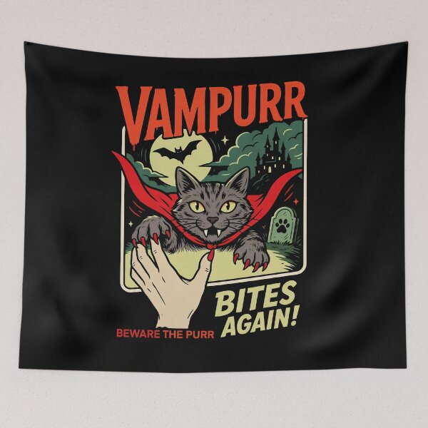 Item preview, Vampurr Bites Again Funny Cat designed and sold by Mateusz Majcherek.